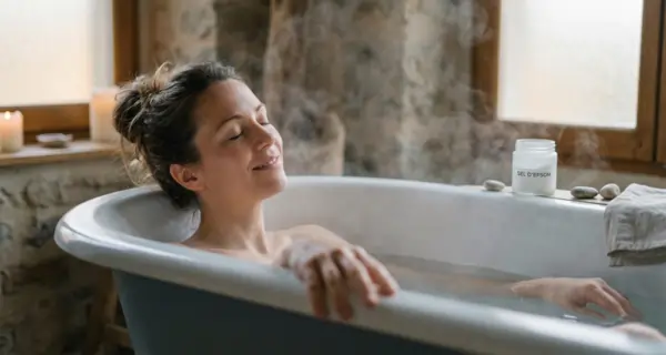 Personne anxieuse se relaxant dans son bain